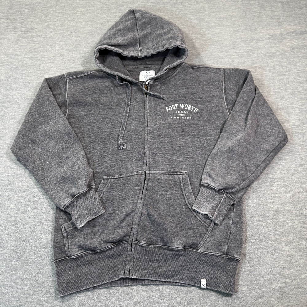 Vineyard Crew Hoodie Unisex Small Gray Fort Worth‎ Texas Full Zip Fleece